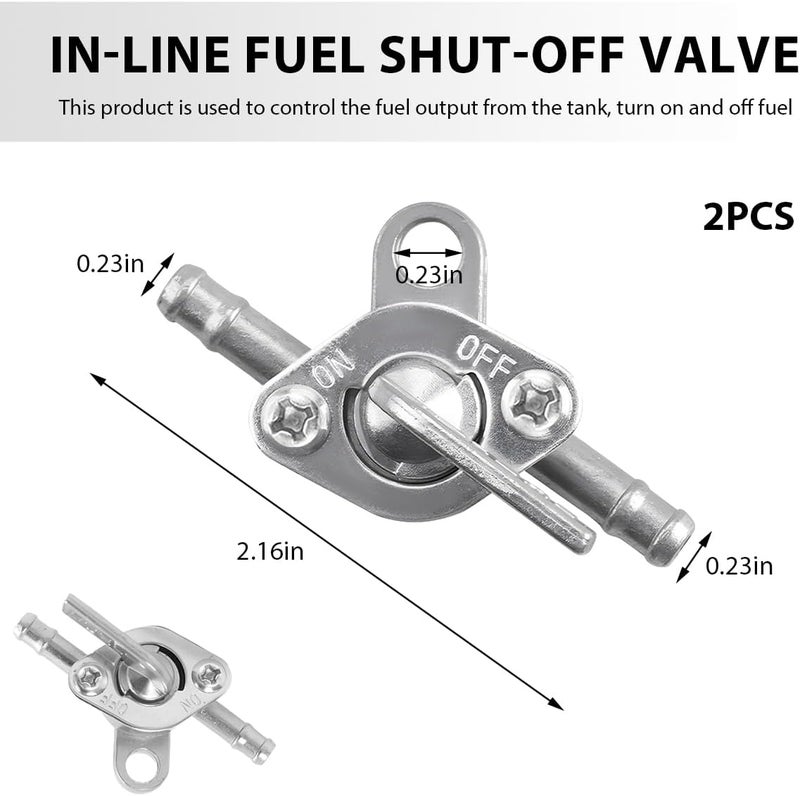 FSTURIOS 2 PCS Inline Fuel Tank Tap Valve, 6mm Motorcycle Inline Fuel Petcock Shut Off Valve, Gas Fuel Tank Tap On-Off Switch for 50/70/90/110/125/140/150cc ATV Scooter Dirt Bike - Image 2